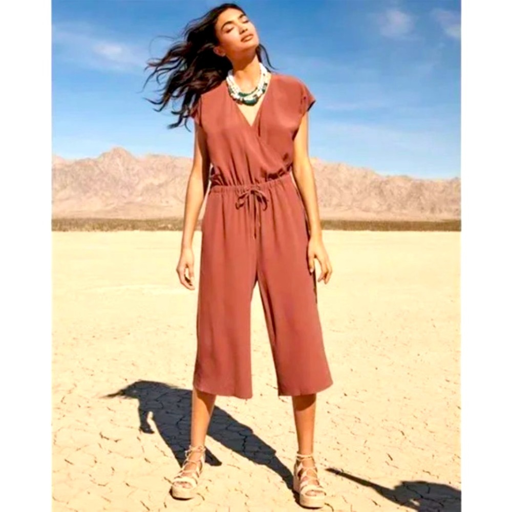 Eileen Fisher Rust Cropped Wide Leg Jumpsuit